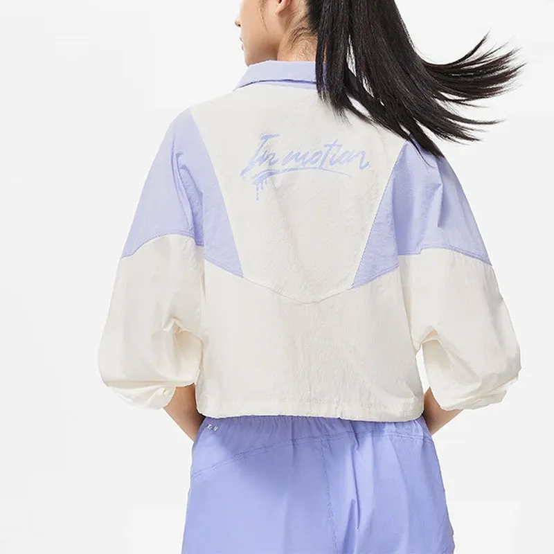 LiNing Trench Coat Women's Ivory Violet Blue Purple-3