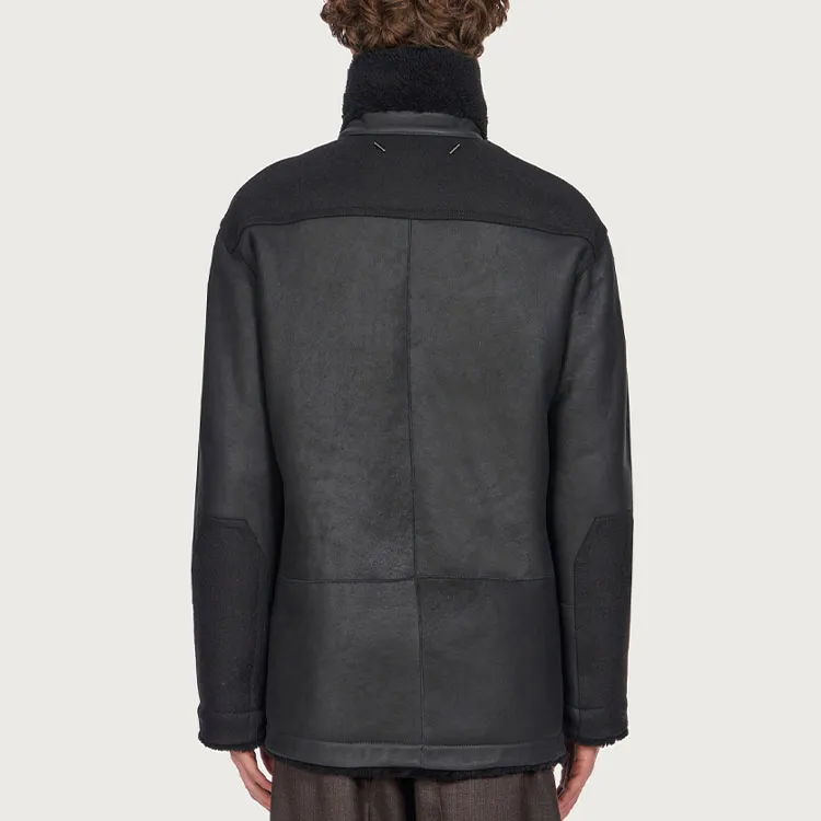 Ferragamo Leather Jackets Men Black-6
