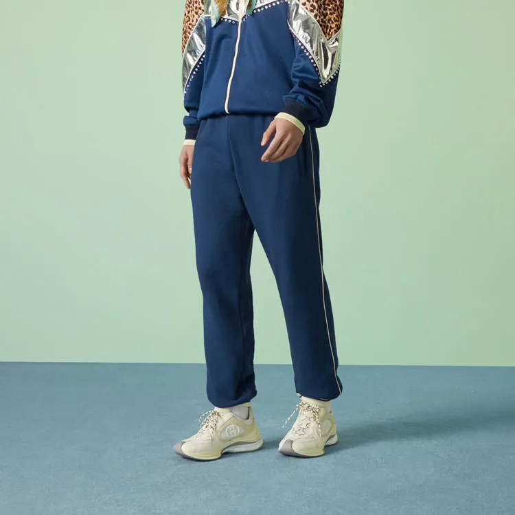 GUCCI Knitted Sports Pants Men's Blue-2