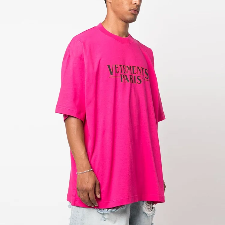 Vetements T-Shirts Unisex Peach Pink-3