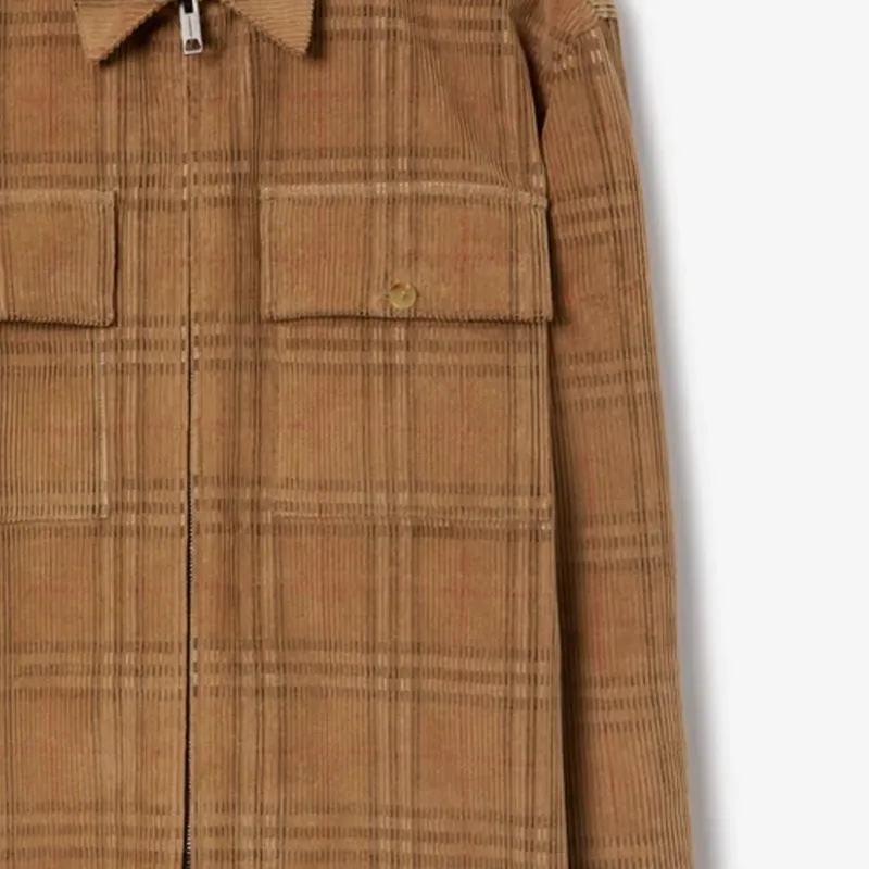 Burberry Checked Zip Up Corduroy Overshirt-4