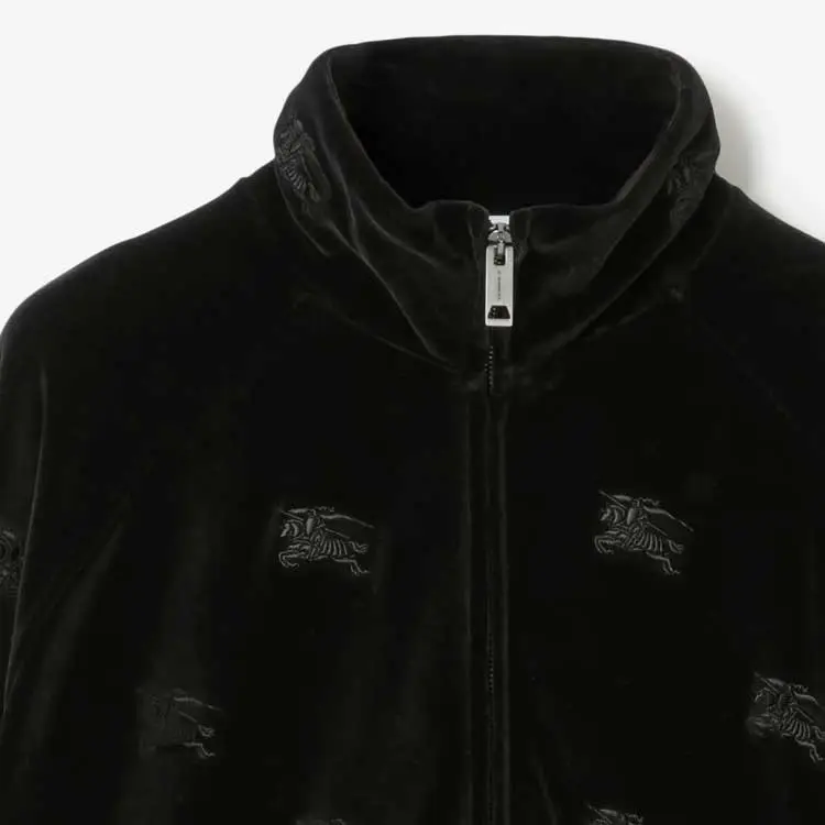 Burberry Ekd Velvet Finished High Neck Zipped Sweatshirt-5