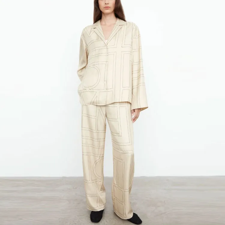 TOTEME Monogram Silk Pyjama Trousers-1