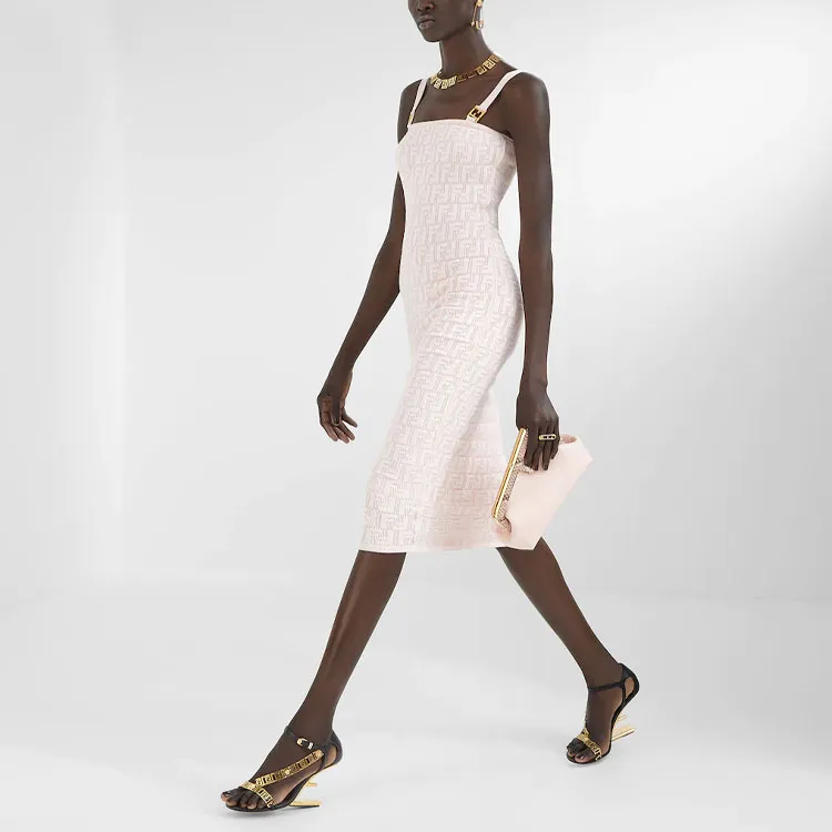 FENDI Sleeveless Dresses Women's Pink-2