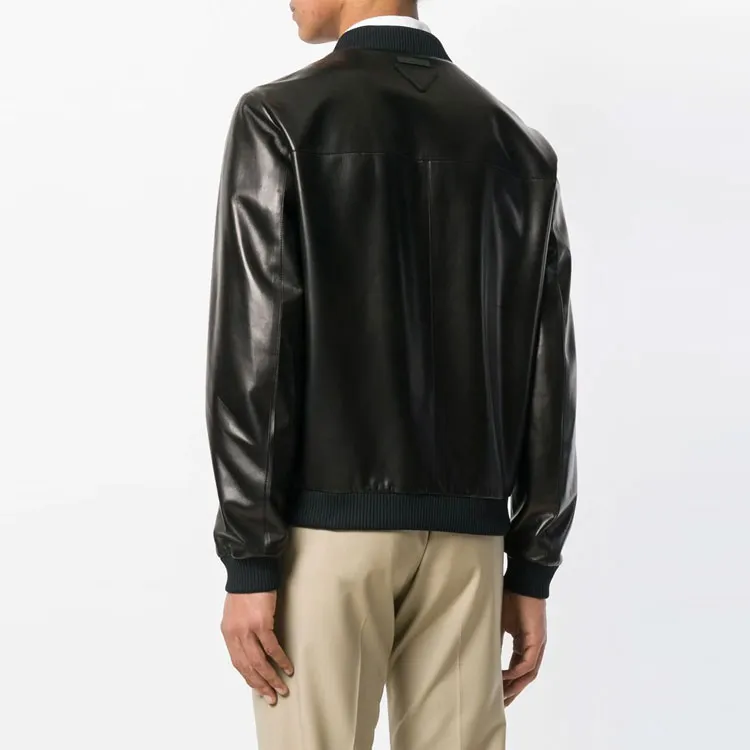 PRADA Leather Jackets Men Black-3