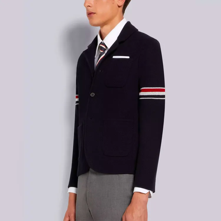 THOM BROWNE Jackets Men Navy Blue-4