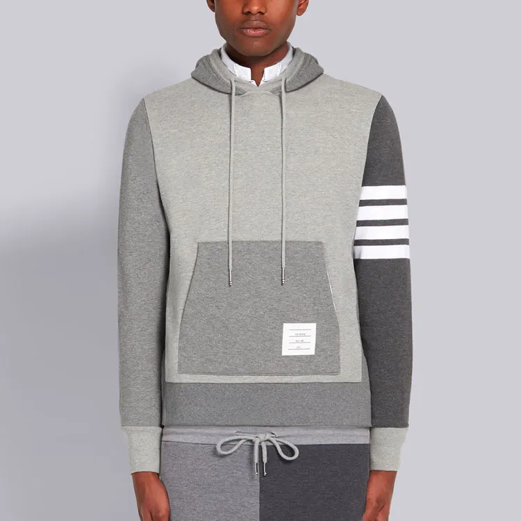 THOM BROWNE Panelled Drawstring Hoodie-2