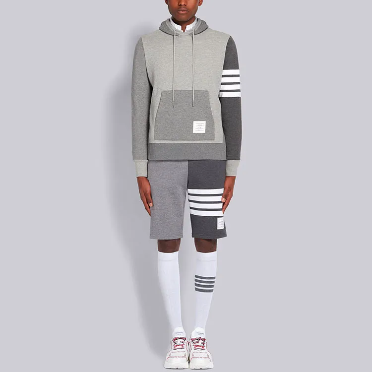 THOM BROWNE Panelled Drawstring Hoodie-3