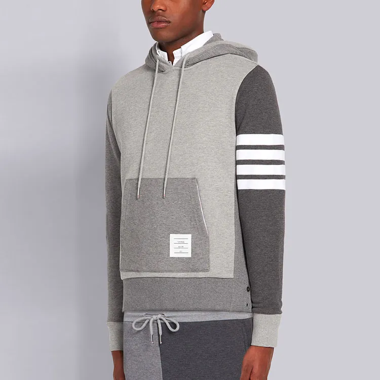 THOM BROWNE Panelled Drawstring Hoodie-5