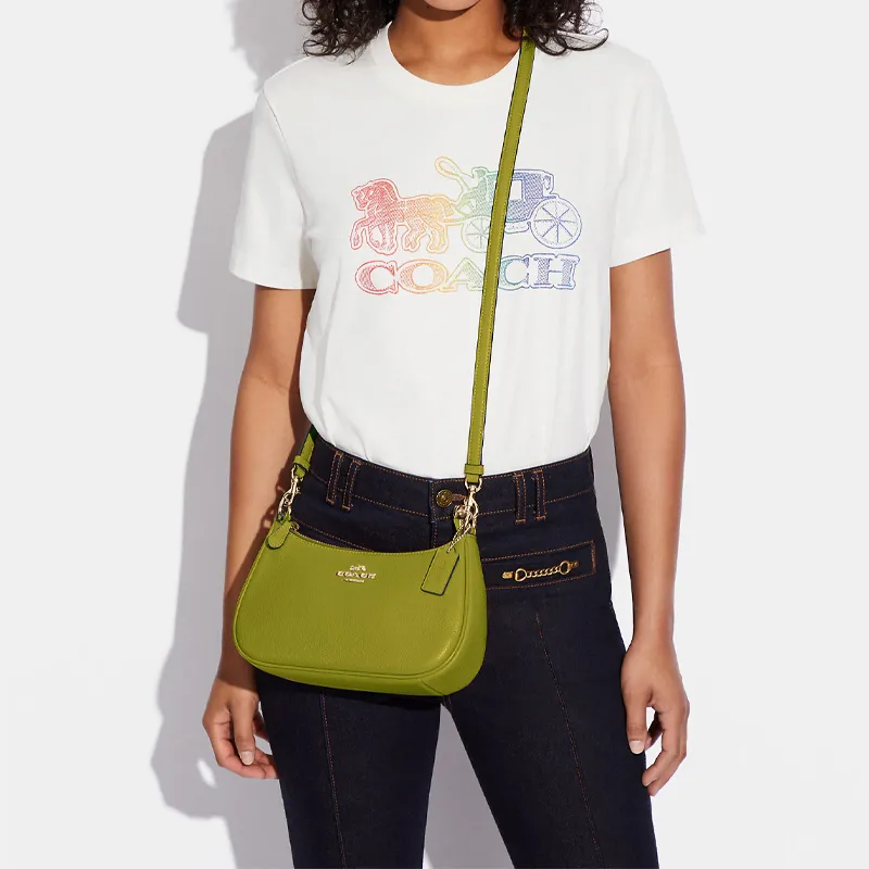 COACH Teri Cow Leather Portable Crossbody Bag, Shoulder Bag Women's Green-3