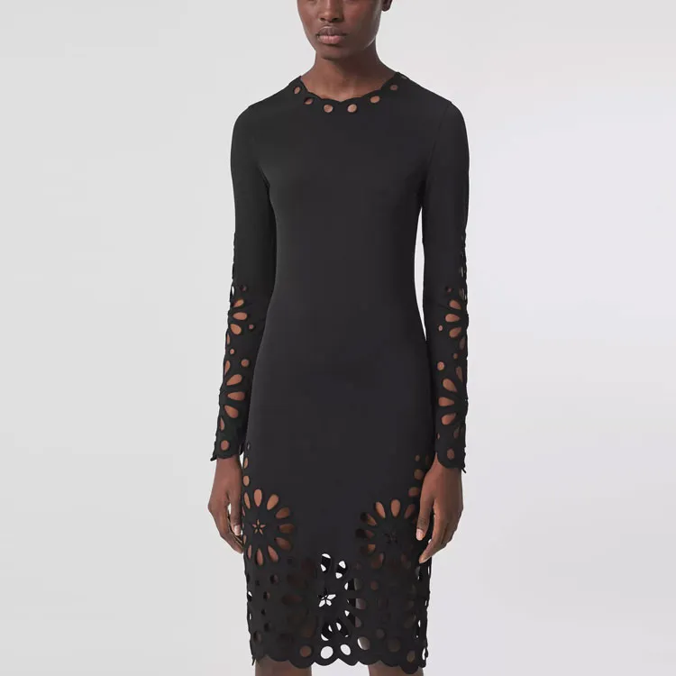 Burberry Long Sleeved Dresses Women's Black-1