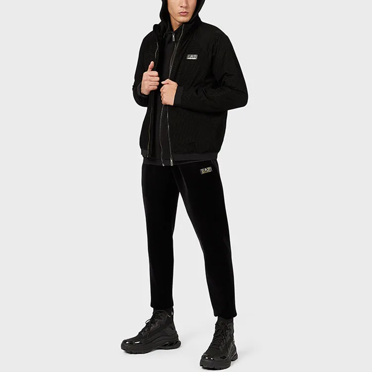 EMPORIO ARMANI Dot Stand Collar Puffer Jacket Men's Black-4