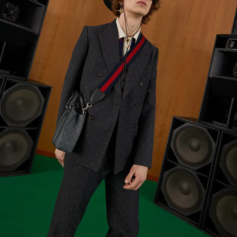 GUCCI Coated Canvas With Leather Tote Bag Shopping Bag Handbag Shoulder Bag Crossbody Bag Mini Men's Black-8