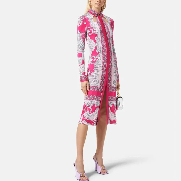FANSIZHE VERSACE FW22 Long Sleeved Dress Women's Pink-3