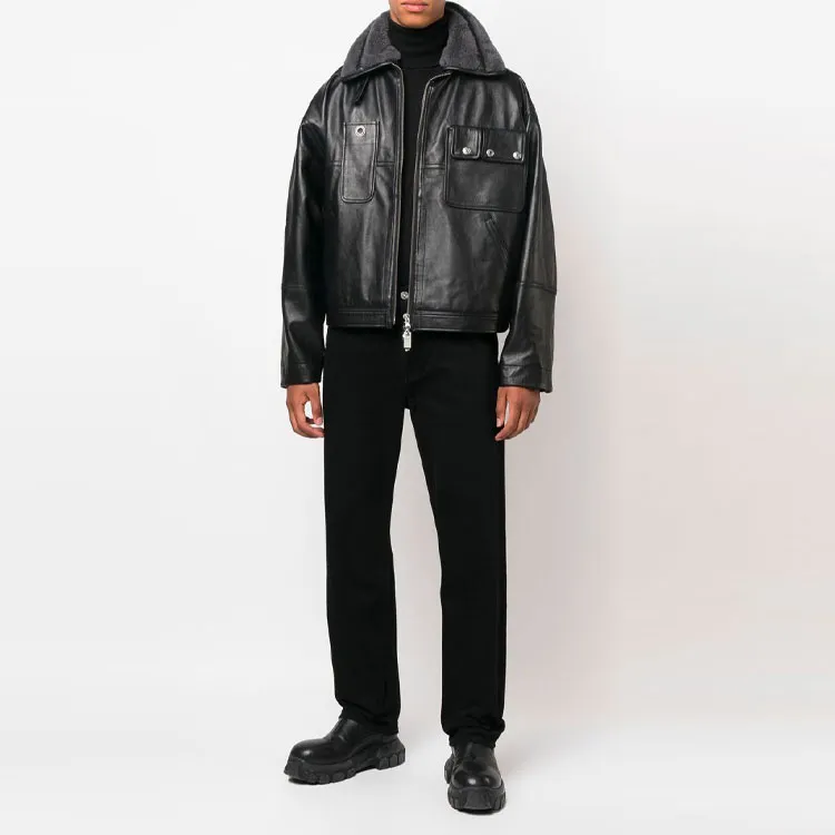 DIESEL Leather Jackets Men Black-1
