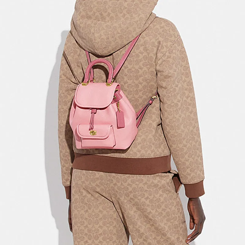 COACH Cow Leather Backpack Medium Size Women's Pink-4