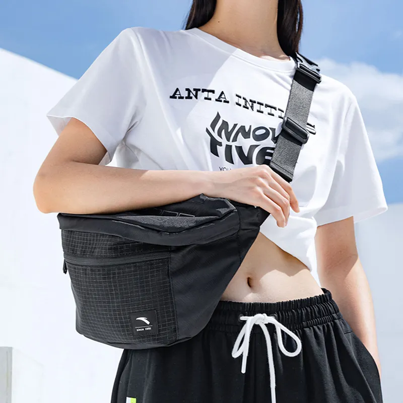 Anta Polyester Sling Bag, Fanny Pack Regular Unisex Black-6