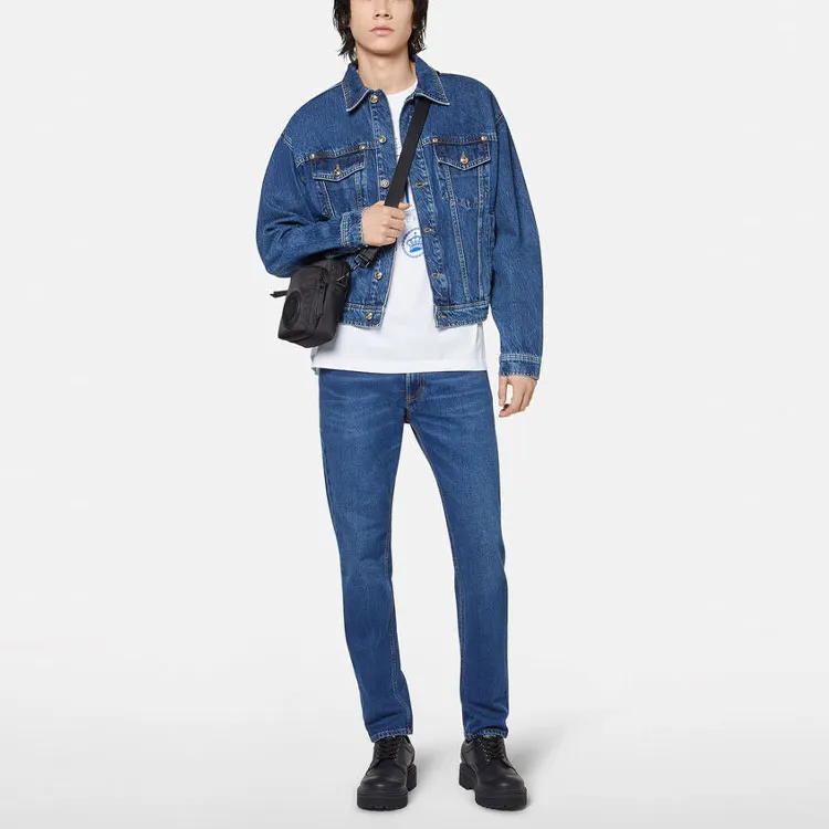 VERSACE JEANS COUTURE Denim Jackets Men Blue-1
