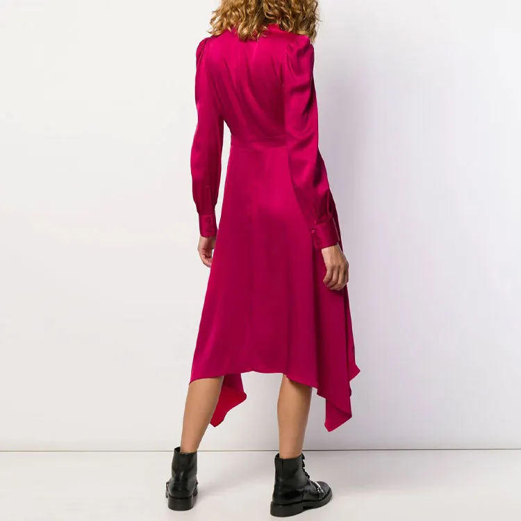 McQ Alexander McQueen Long-Sleeved Dresses Women's Rose Red-3