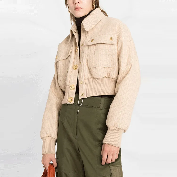 BALMAIN Cropped Coats Women's Pink-3