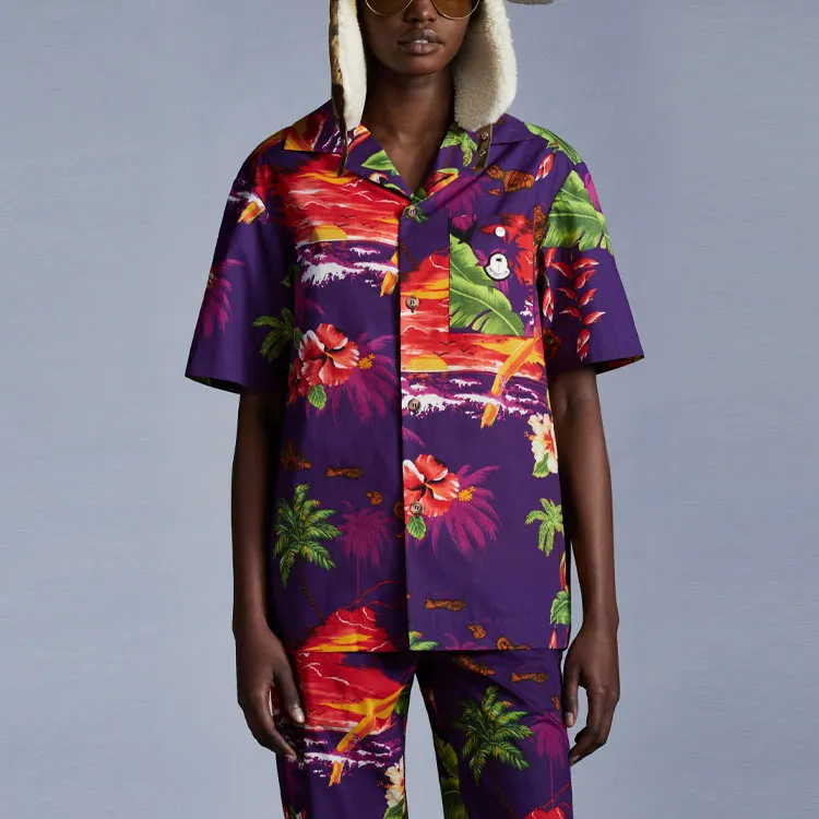 Moncler X Palm Angels Hawaiian Print Short Sleeve Shirt-4