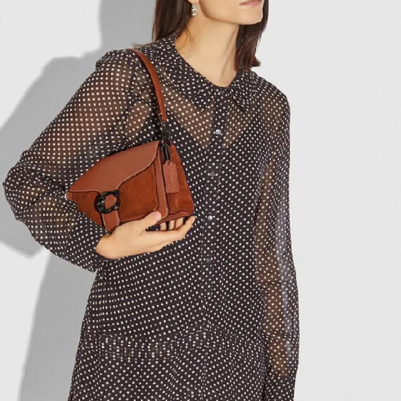 COACH Cow Leather Shoulder Bag Portable Crossbody Bag Shoulder Bag Women's Orange-5