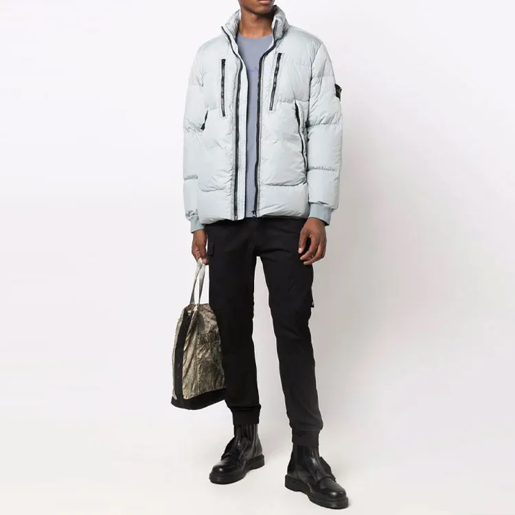 STONE ISLAND FW21 Solid Color Hooded Down Jacket Men's Blue-2