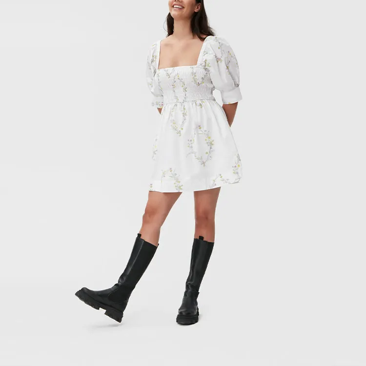GANNI Short-Sleeved Dresses Women's White-1