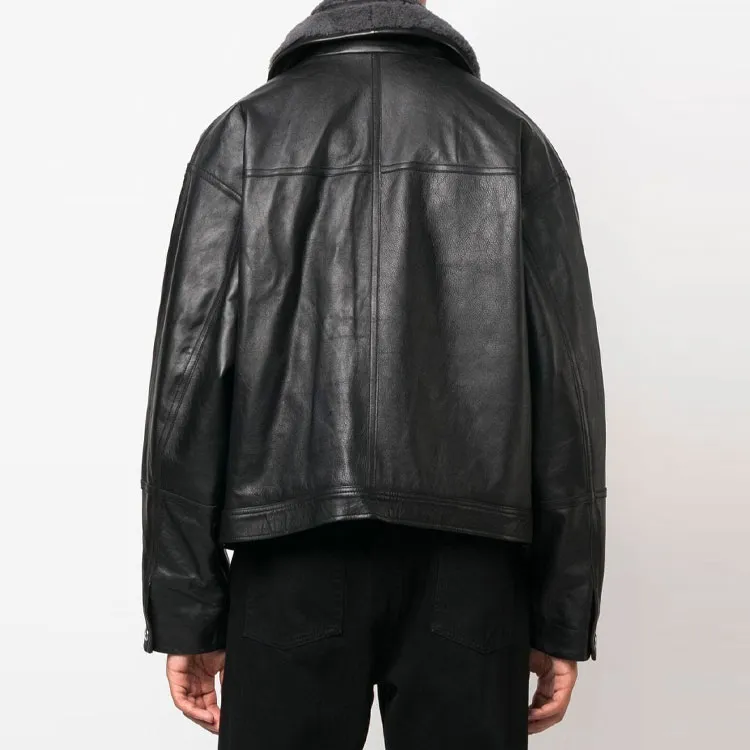 DIESEL Leather Jackets Men Black-2