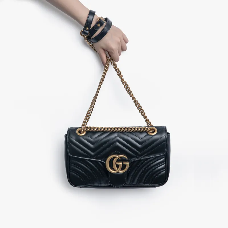 GUCCI Small GG Marmont Camera Bag Shoulder Bag Black Leather-7