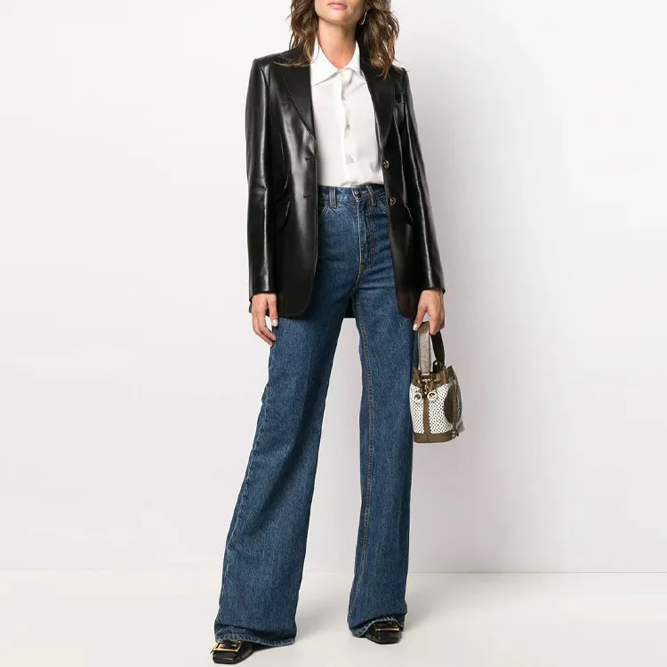 GUCCI Leather Jackets Women's Black-1