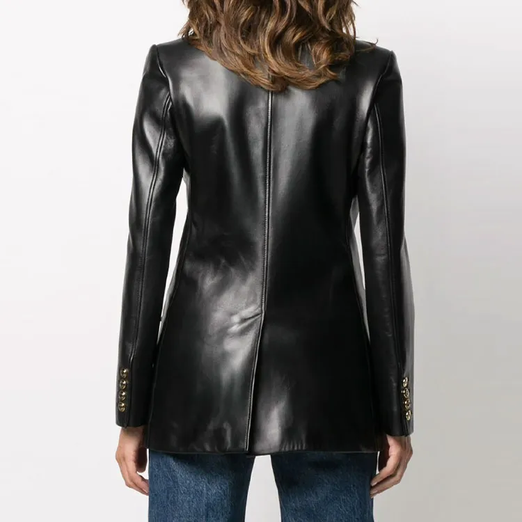 GUCCI Leather Jackets Women's Black-3