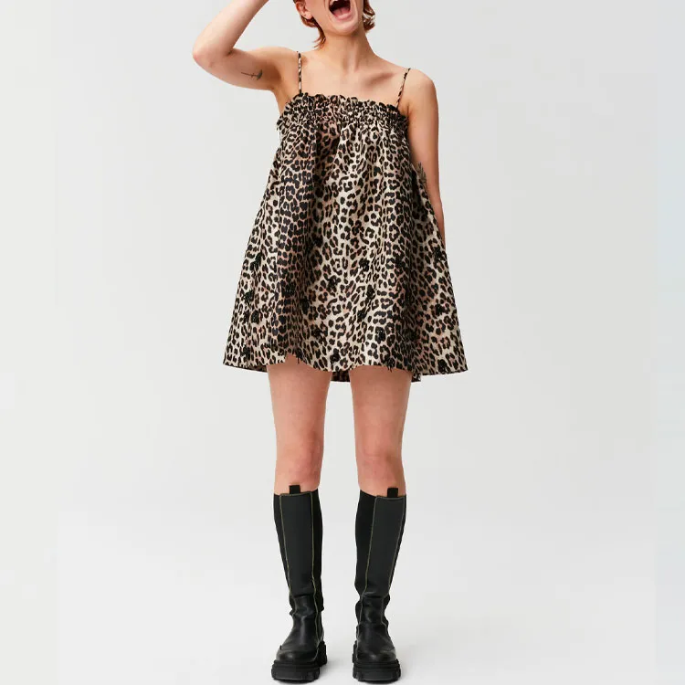 GANNI Sleeveless Dresses Women's Brown-3