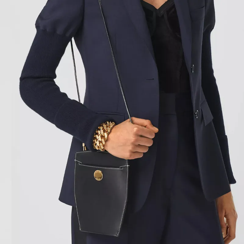 Burberry Leather Cell Phone Pouch Women's Black-6