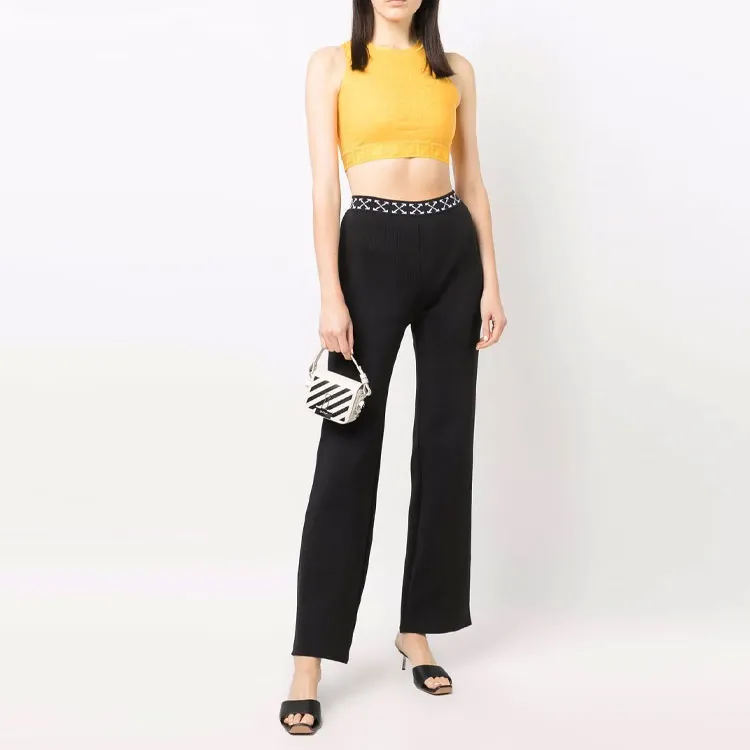 OFF WHITE Logo Waistband Straight Leg Pants-2