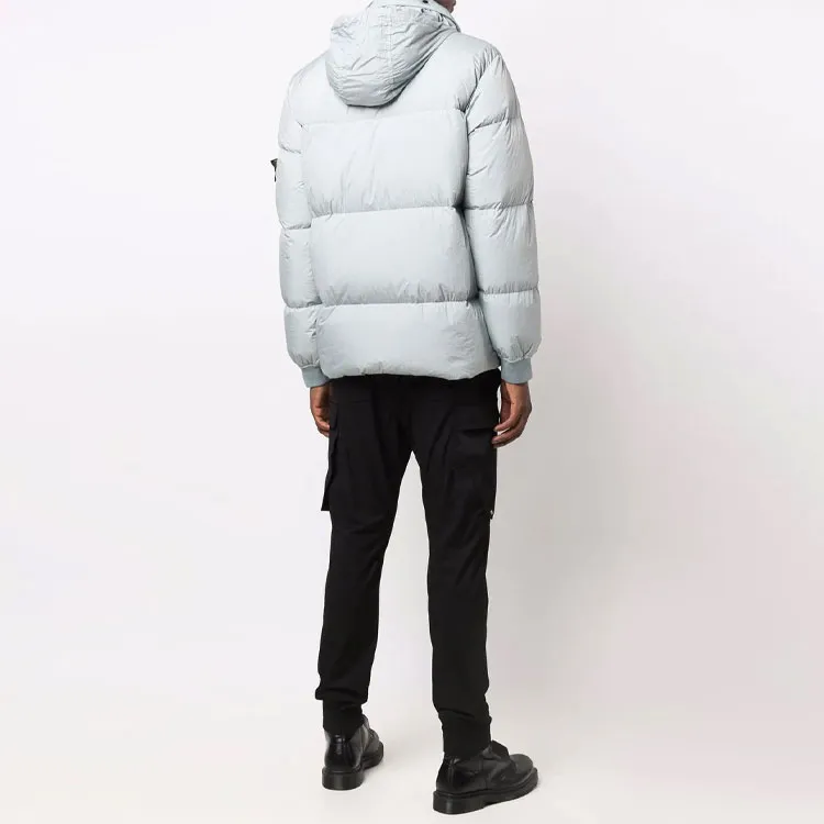 STONE ISLAND FW21 Solid Color Hooded Down Jacket Men's Blue-1