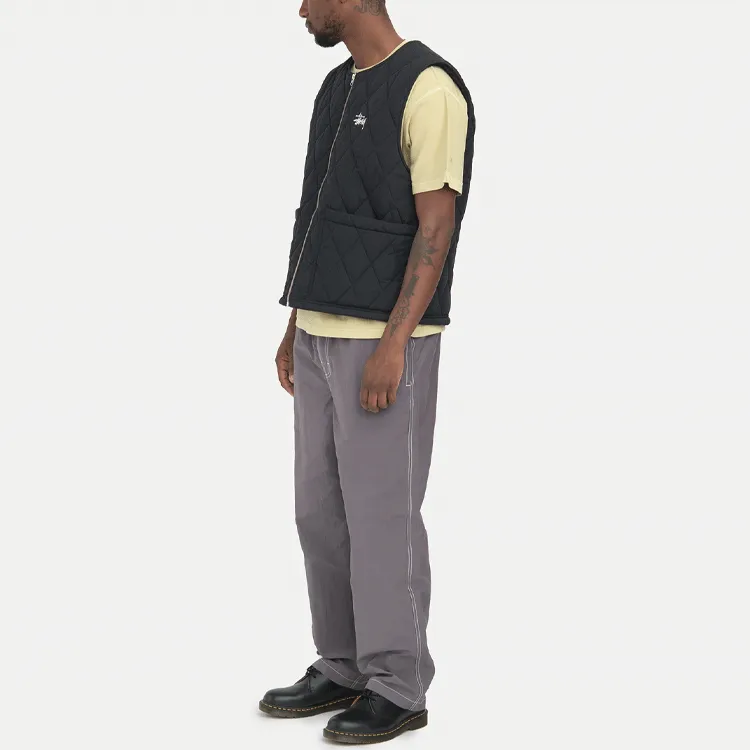 Stussy Diamond Quilted Vest Green XL - POIZON