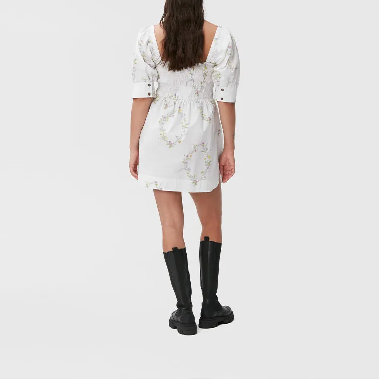 GANNI Short-Sleeved Dresses Women's White-2