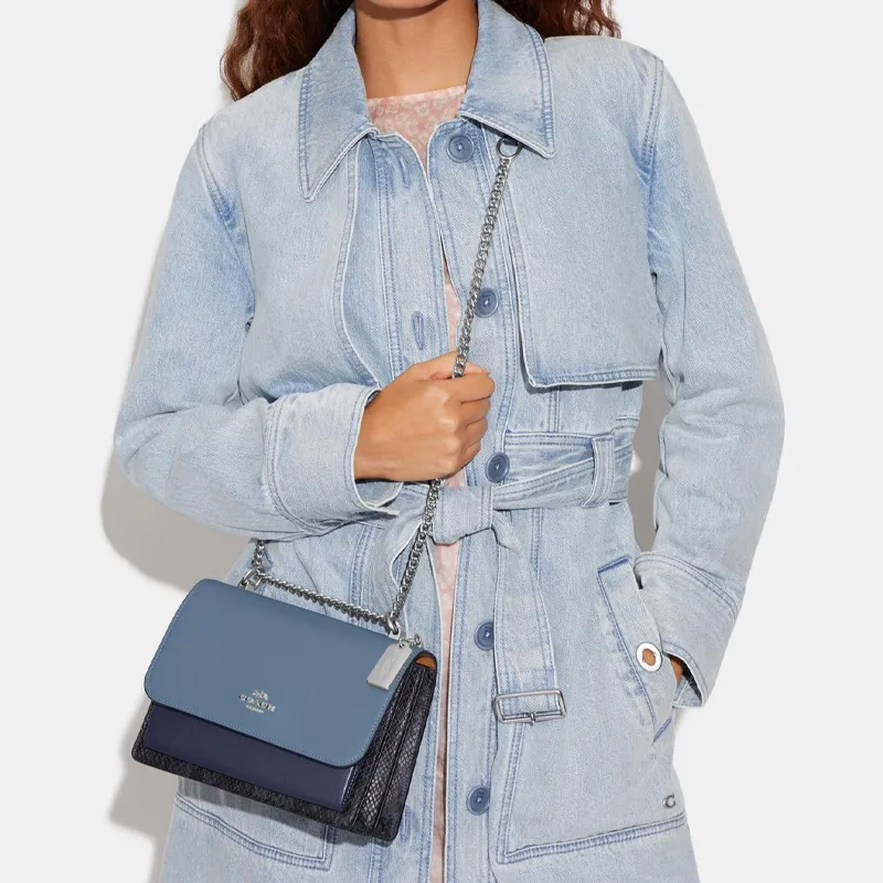 COACH Klare With Cow Leather And Sheepskin Shoulder Bag, Crossbody Bag Small Size Women's Indigo-4