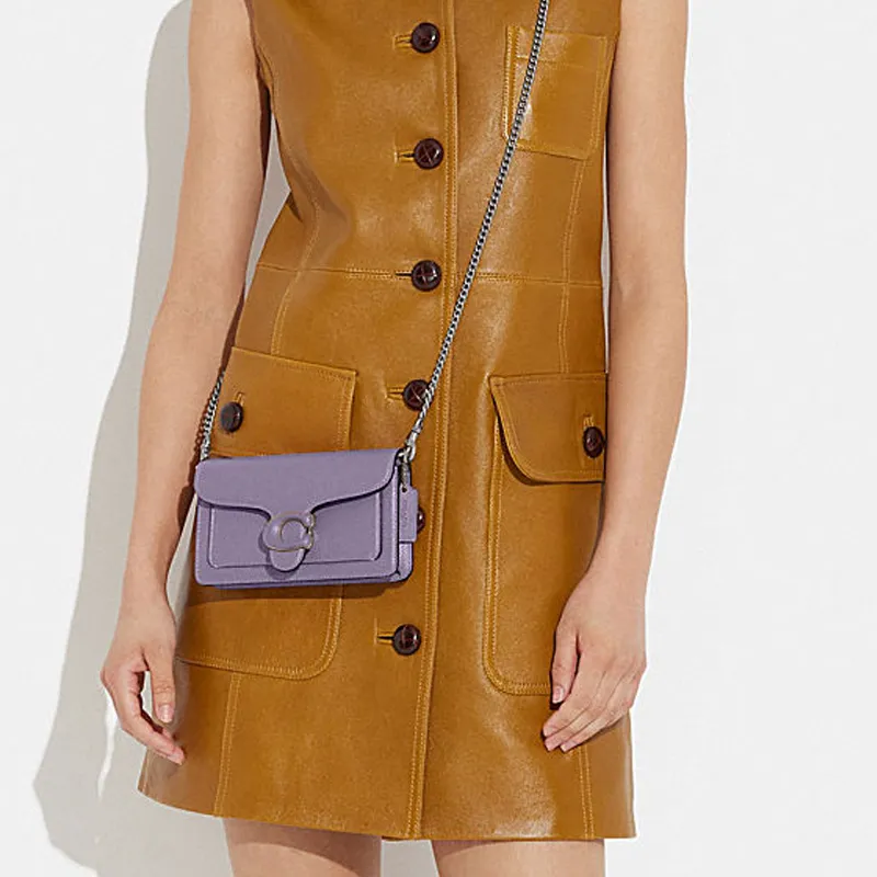 COACH Cow Leather Shoulder Bag, Crossbody Bag Women's Purple-5