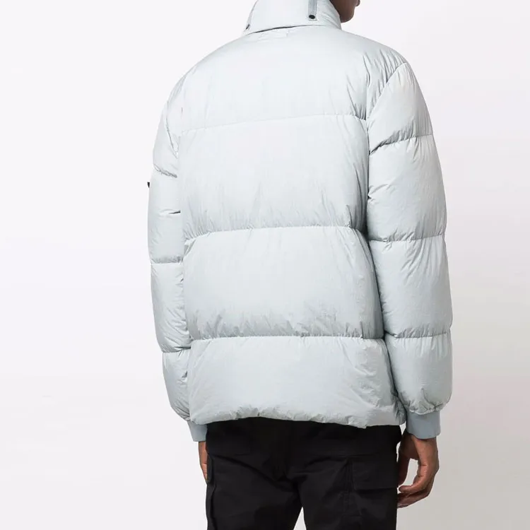 STONE ISLAND FW21 Solid Color Hooded Down Jacket Men's Blue-3