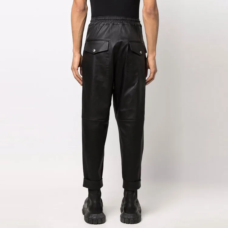 BALMAIN Drop crotch Leather Trousers-2