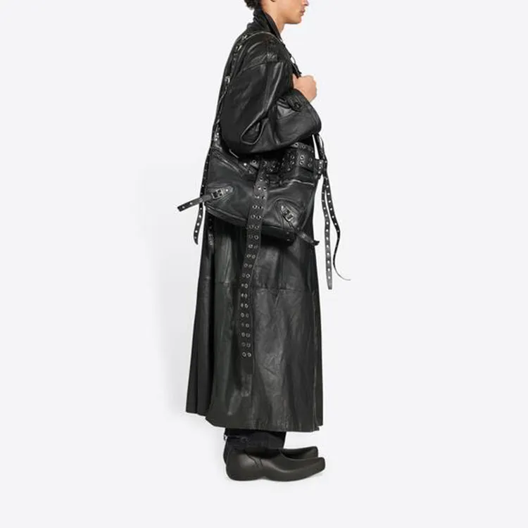 Balenciaga Leather Jackets Men Black-3