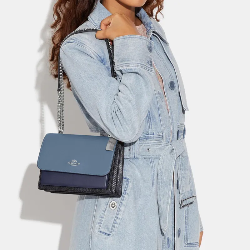 COACH Klare With Cow Leather And Sheepskin Shoulder Bag, Crossbody Bag Small Size Women's Indigo-5