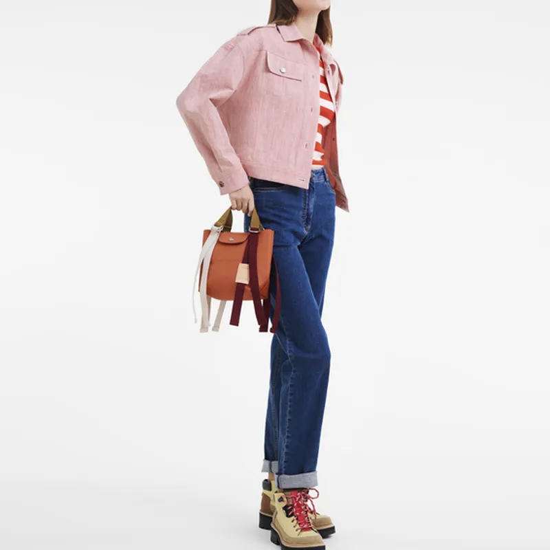 LONGCHAMP Le Pliage Re play Leather With Canvas And Polyamide One Shoulder Handbag Trumpets Women's Carrot-3
