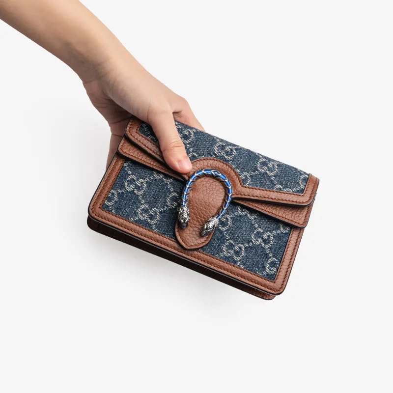 GUCCI Dionysus Logo Denim Messenger Bag Gray Blue-9