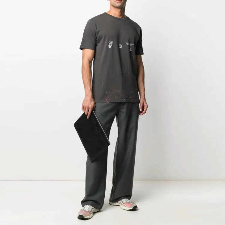 OFF WHITE Paint Splatter Print T Shirt-1
