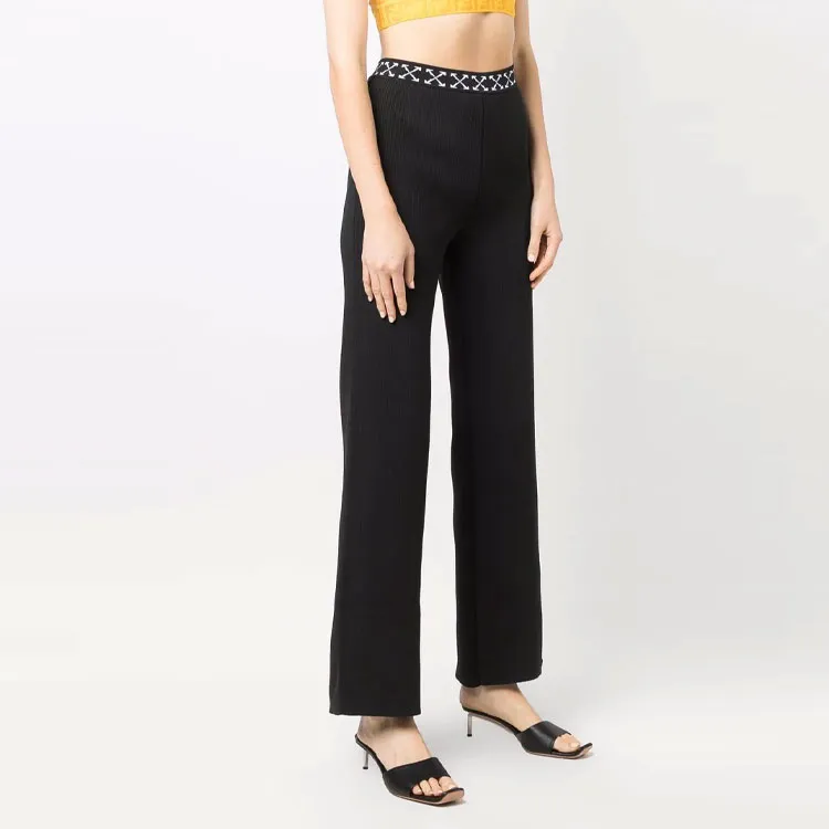 OFF WHITE Logo Waistband Straight Leg Pants-1