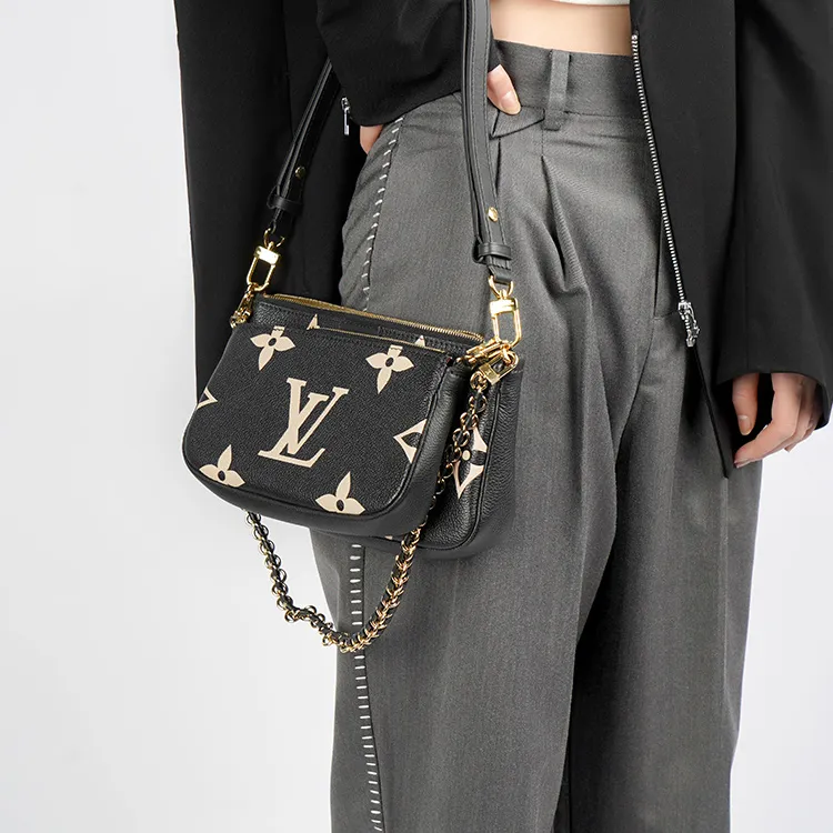 LOUIS VUITTON Multi Pochette Monogram Empreinte Bi color Black-8