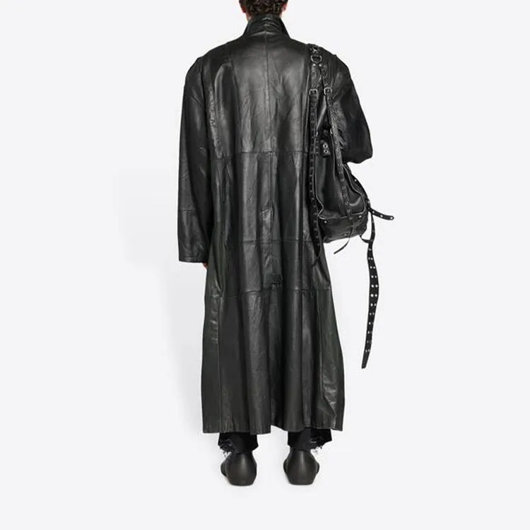 Balenciaga Leather Jackets Men Black-2